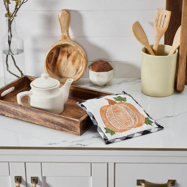 Annie Black Check Pumpkin Trivet 8x8 - The Fox Decor